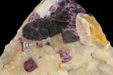 Dark Purple Cubic Fluorite on Quartz - China #94303-1